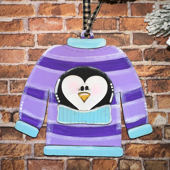 Ugly sweater penguin gift card holder/ornament
