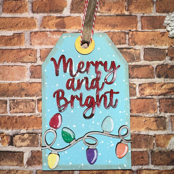 Gift Tag Merry and Bright gift card holder/ornament