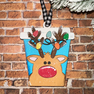 Latte Reindeer gift card holder/ornament