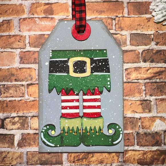 Gift Tag Elf Legs gift card holder/ornament