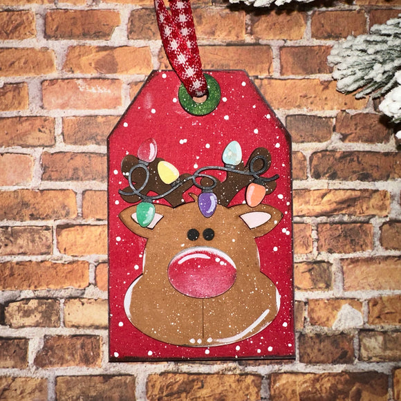 Gift Tag Reindeer gift card holder/ornament
