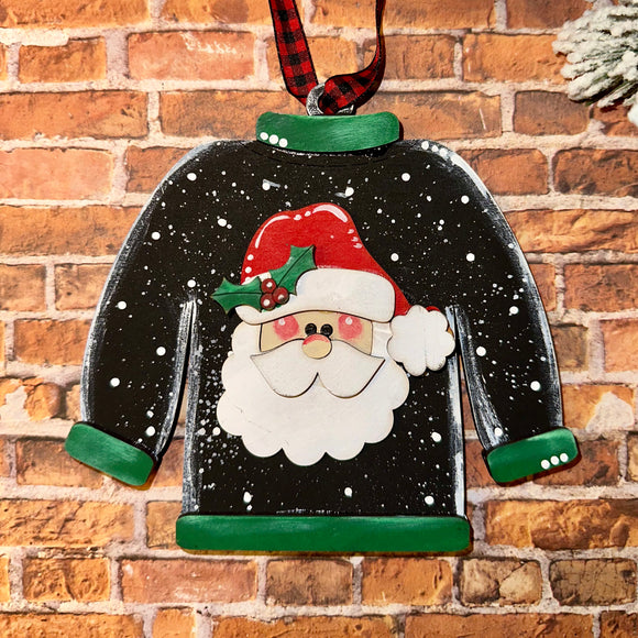 Ugly sweater Santa gift card holder/ornament