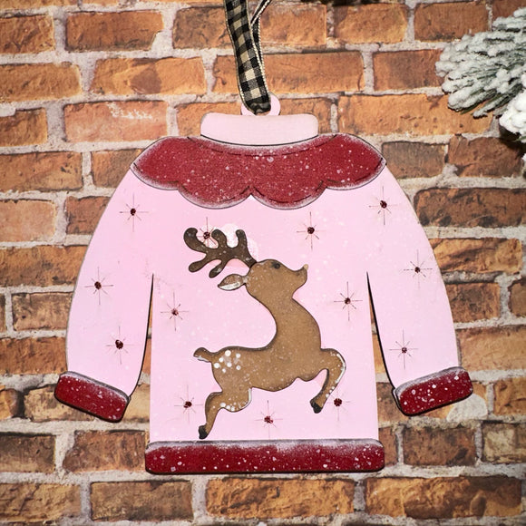 Ugly sweater Reindeer gift card holder/ornament