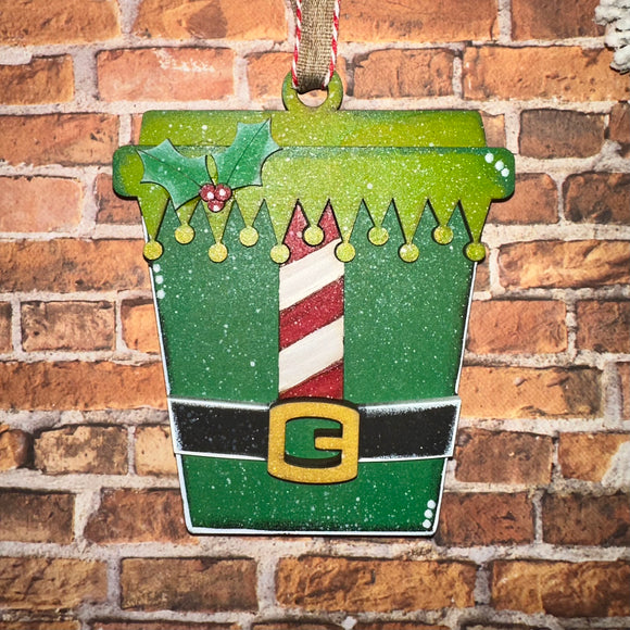 Latte Elf gift card holder/ornament