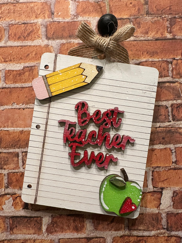 Best Teacher Ever gift card holder/ornament